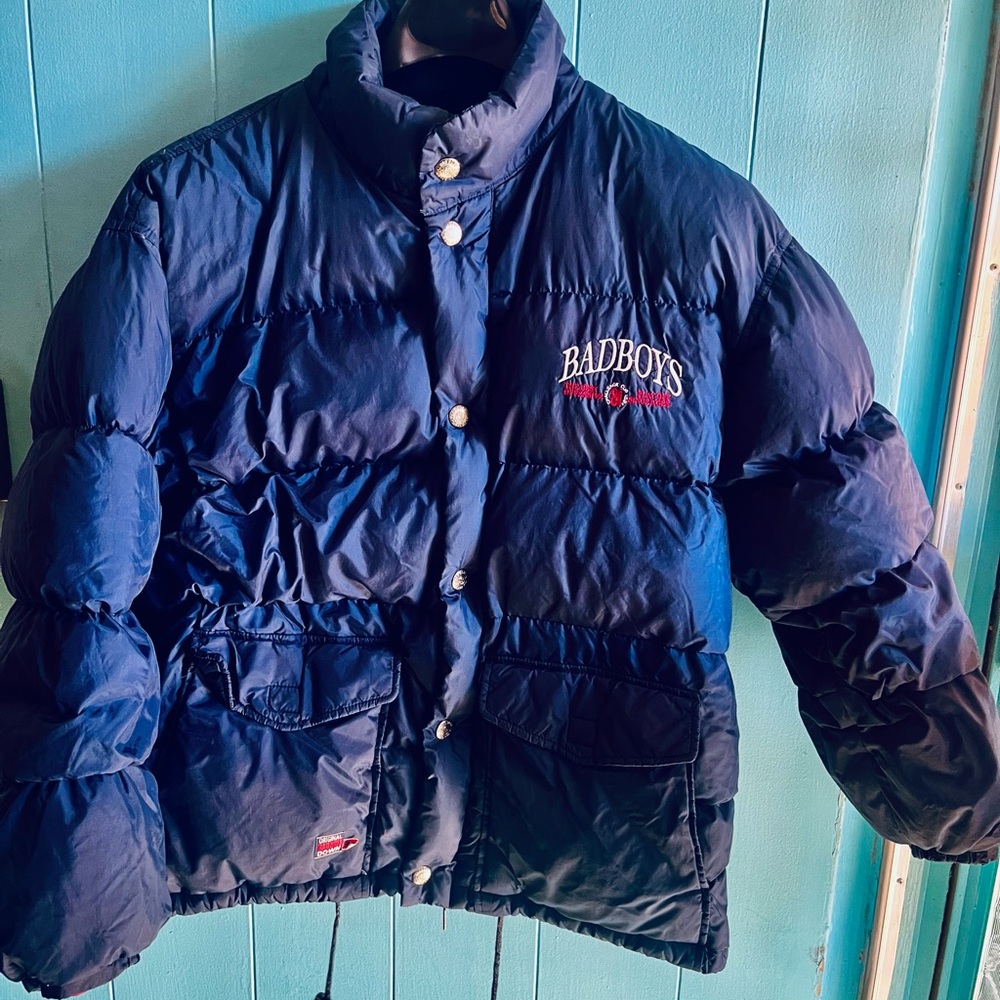 BADBOYS Navy Puffer Jacket with Embroidered Logo